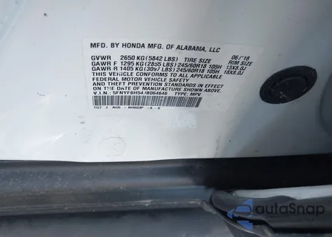 2018 Honda Pilot Ex-L из США, поврежденный, VIN 5FNYF6H54JB064646